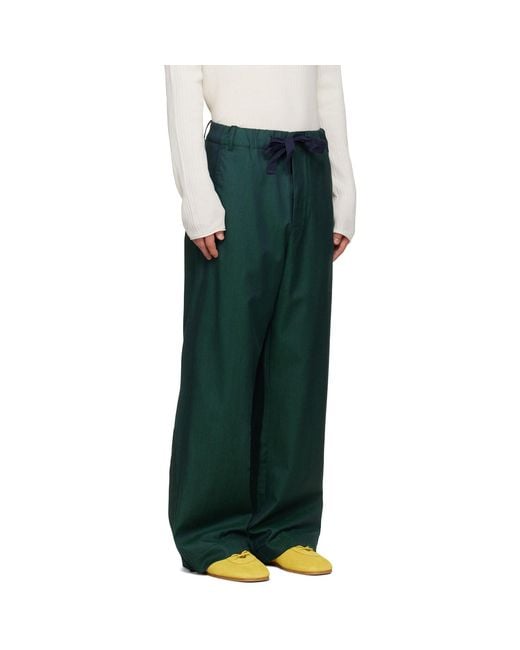 Sanderlak Green Tailored Drawstring Trousers for men