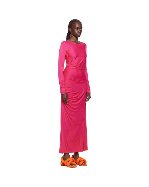 MSGM Pink Gathererd Maxi Dress