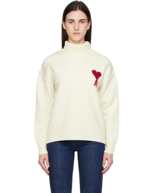 Ami Paris レディース ブルー オフホワイト Contrasted Ami De Coeur 
