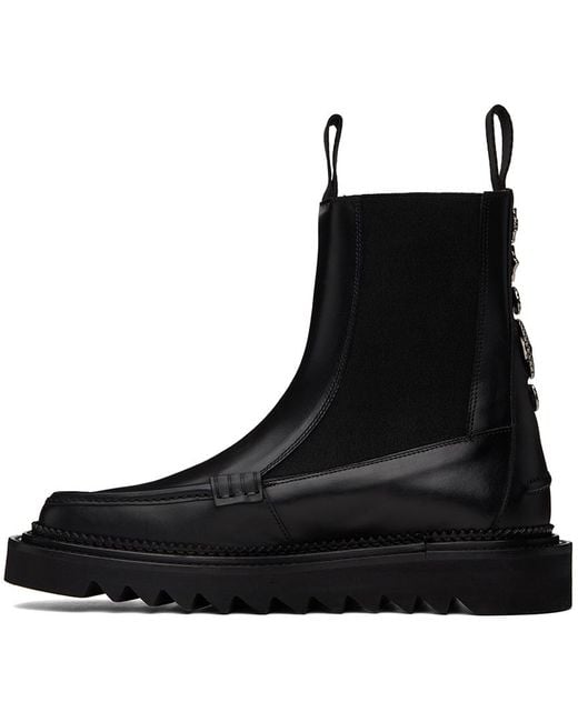 Toga Virilis Black Leather Chelsea Boots for men