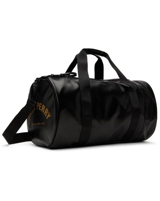 Fred Perry Black Tonal Barrel Duffle Bag for men