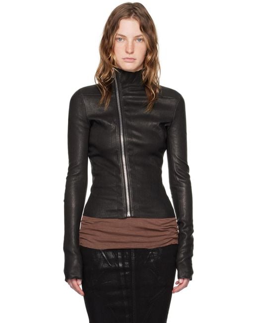 Rick Owens Black Zipped Leather Jacket