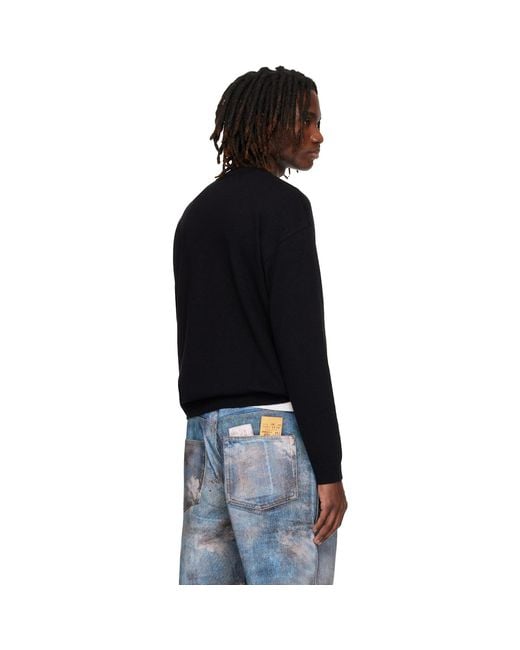 ANDERSSON BELL Black Heart Message Crew-Neck Sweater for men