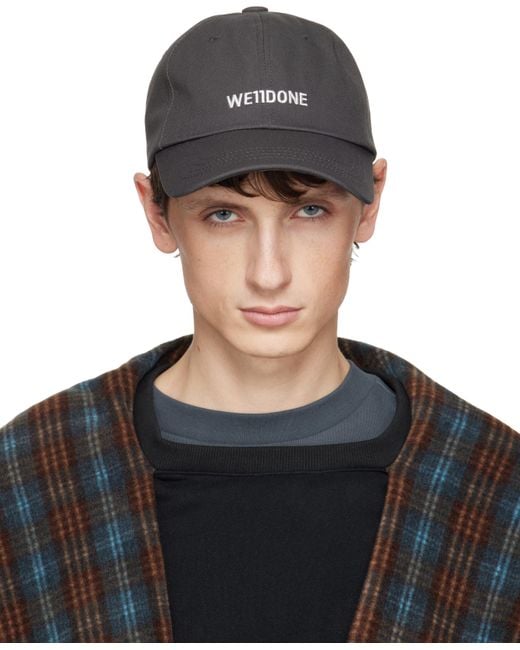 we11done Black Basic Small Logo Cap for men