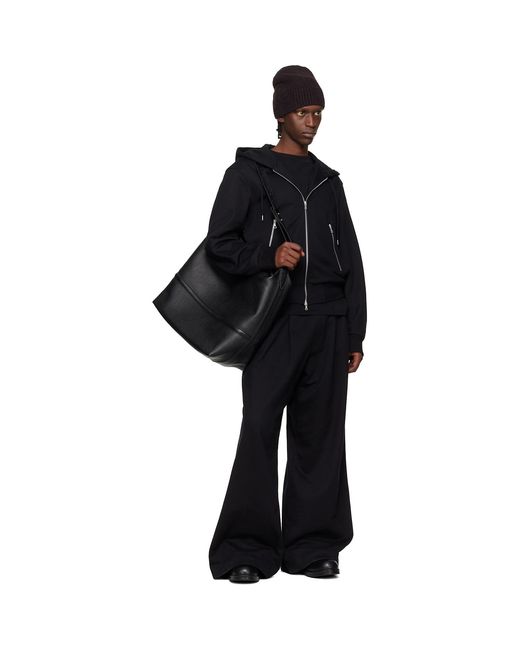 Dries Van Noten Black Pleated Sweatpants for men
