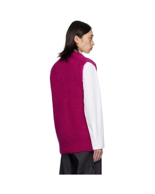 Jil Sander Pink V-Neck Vest for men