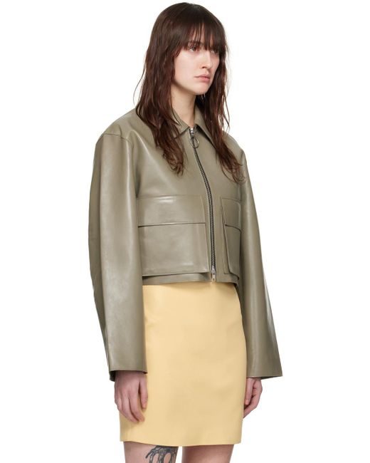 Stand Studio Natural Green Gretel Leather Jacket