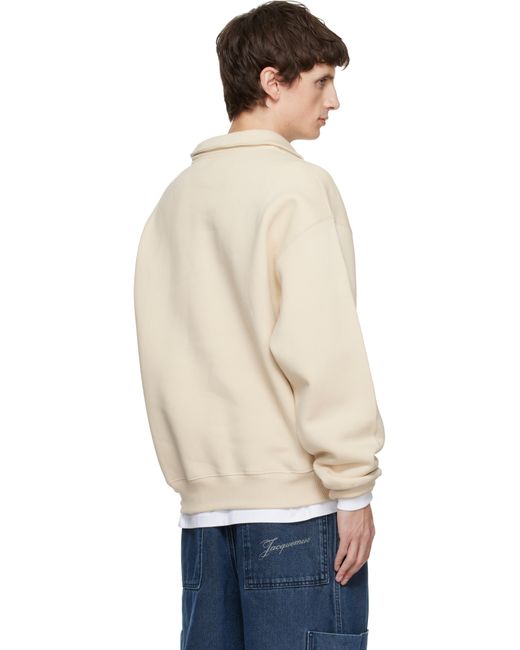 Jacquemus Natural 'The Gros Grain' Zipped-Rollneck Sweatshirt for men