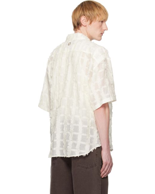 Wooyoungmi White Off- Checked Shirt for men