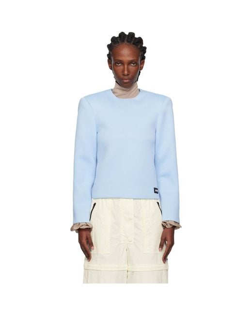 Pushbutton Blue Curvy Shoulder Top