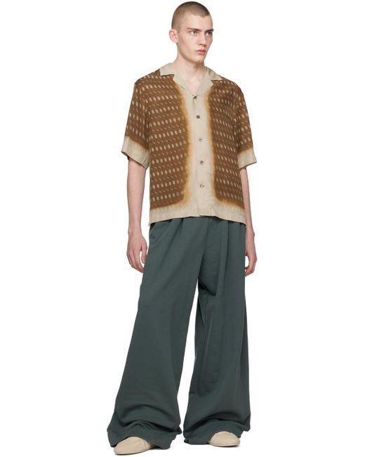 Dries Van Noten Black Taupe & Brown Patterned Shirt for men