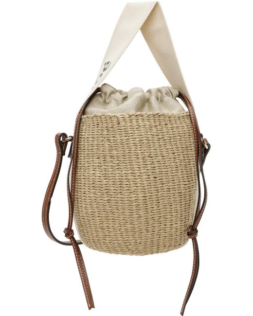 Chloé Natural Beige & Off-white Small Woody Basket Bag