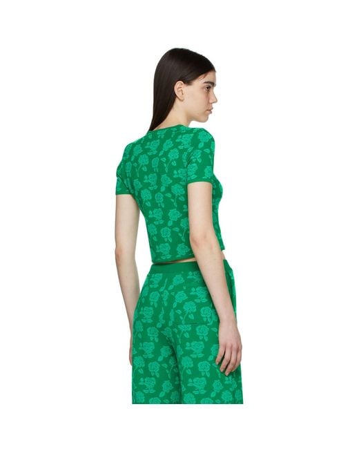 Pushbutton Green Polyester T-shirt