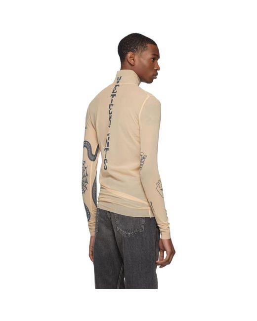 メンズ Vetements ベージュ タトゥー トップ タートルネック 