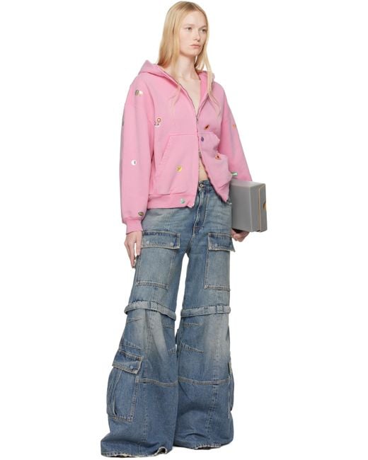 Balenciaga Fruity Zip-Up Hoodie Regular Fit in Pink | Lyst