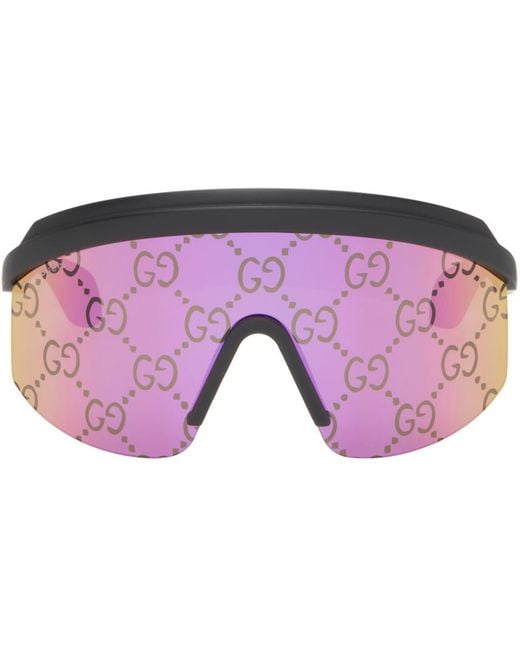 Gucci Pink Black Shield Sunglasses for men