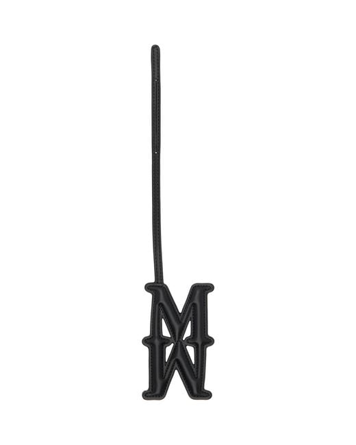 Max Mara Black Leather Monogram Keychain