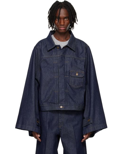 RAINMAKER KYOTO Blue N-Sleeve Denim Trucker Jacket for men