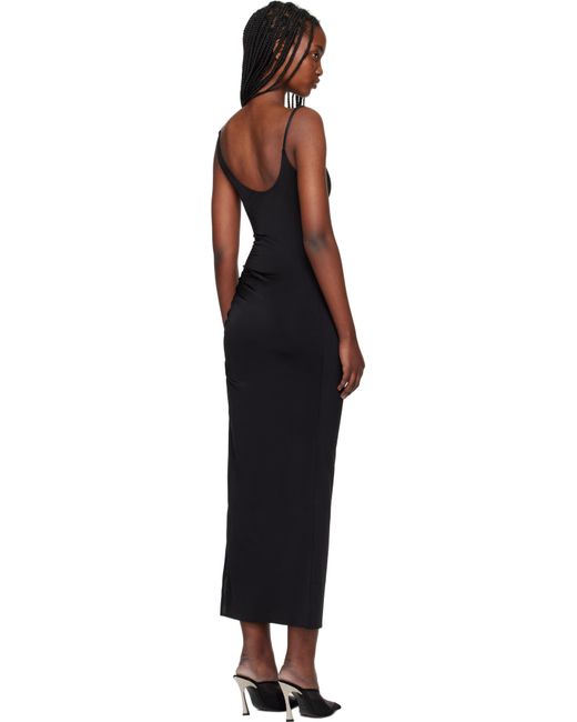 Mugler Black Asymetrical Buckled Strap Midi Dress