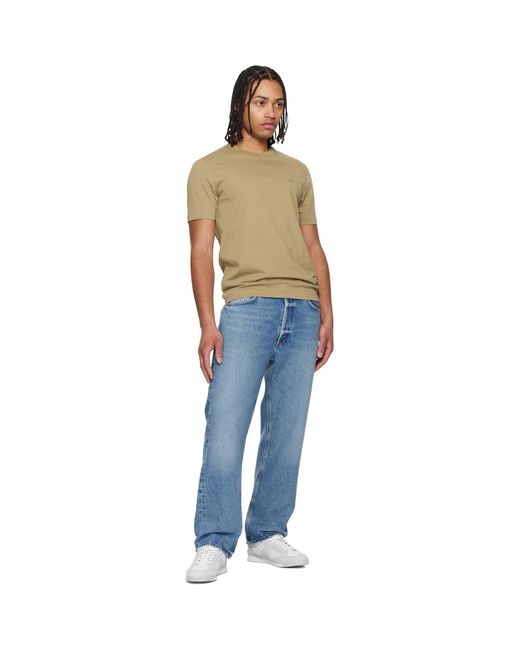 Boss Blue Cotton Jersey Logo Detail T-Shirt for men