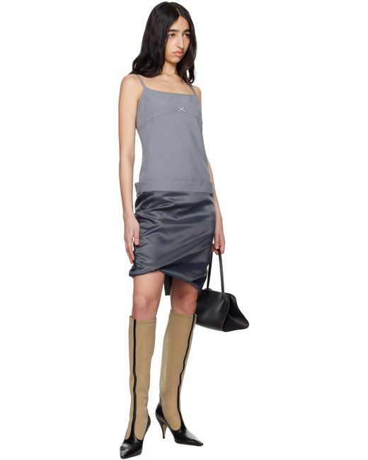 Commission Black Fold-Up Slip Midi Dress