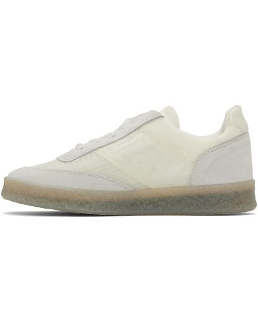 MM6 by Maison Martin Margiela White Suede-panelling Mesh Sneakers