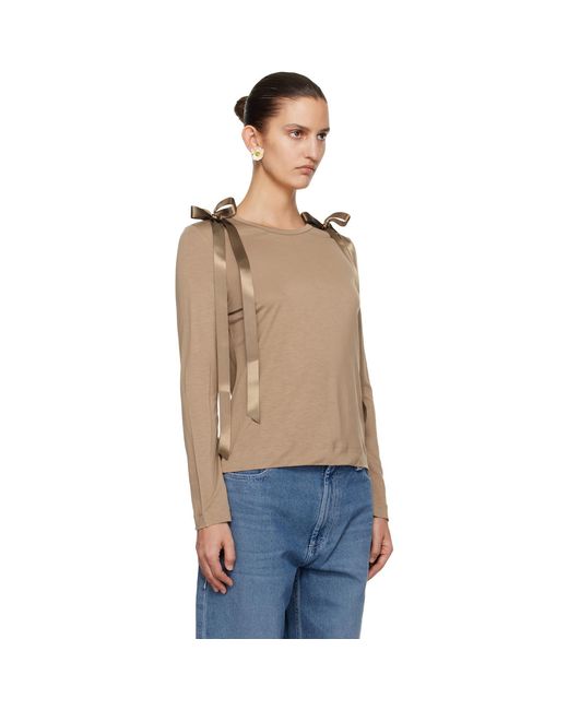 Simone Rocha Blue Tan Bow Ribbon Tail Long Sleeve T-Shirt