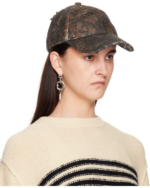 Acne Natural Distressed Monogram Cap