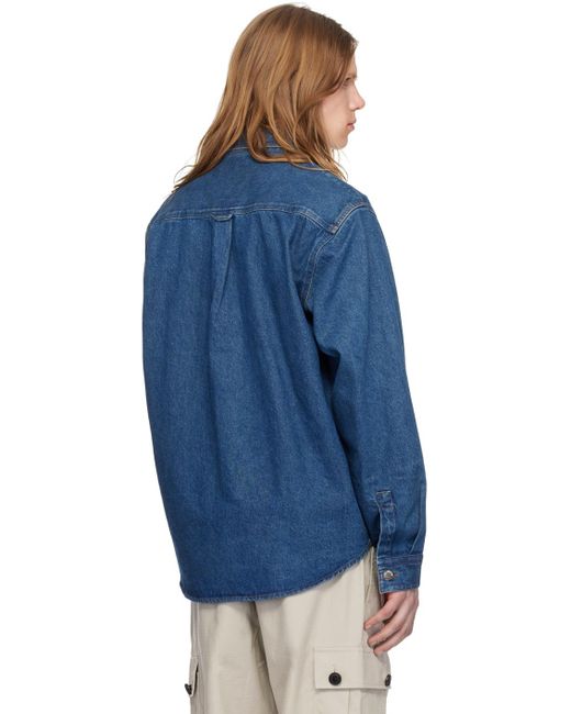 Chemise bleu marine en denim à poches plaquées HUGO pour homme en coloris Blue