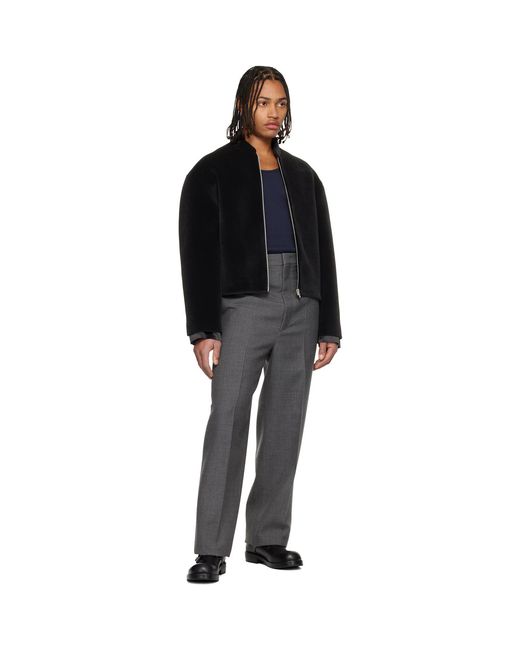 Jil Sander Black Zip Bomber Jacket for men