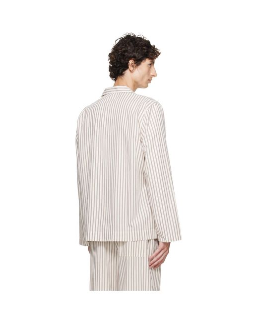 Tekla White Off- & Poplin Long-Sleeved Pyjama Shirt for men