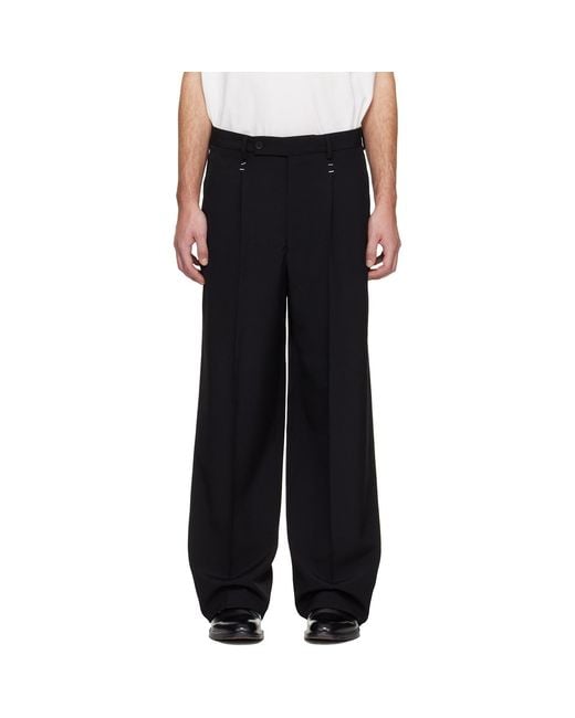 MM6 by Maison Margiela Black Stapled Trousers for men