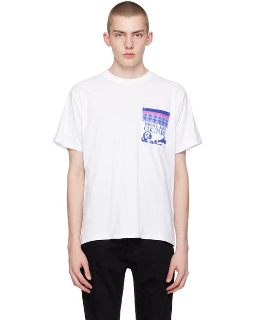 T-shirt blanc à images à logo imprimées Versace pour homme en coloris White