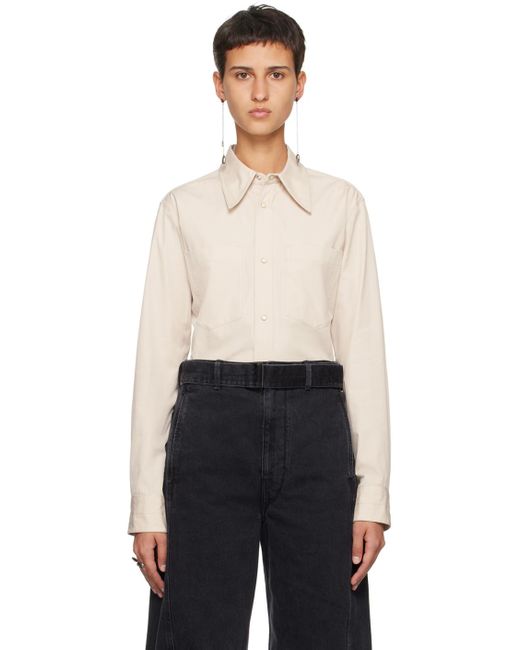 Lemaire Black Beige Pointed Collar Shirt