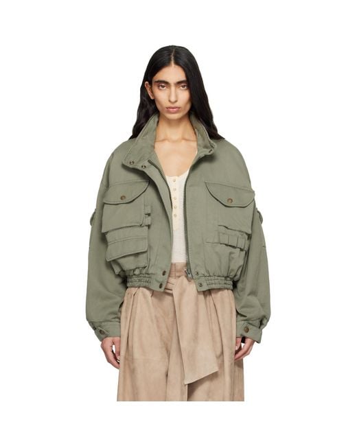 Balmain Green Twill Bomber Jacket