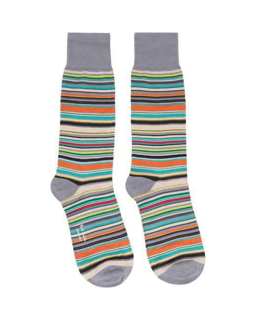 Paul Smith Blue Six-Pack 'Signature Stripe' Socks for men