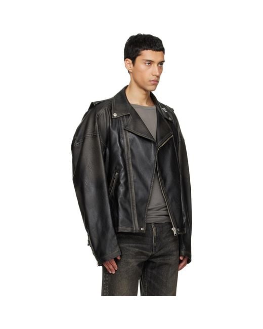 Maison Mihara Yasuhiro Black Vest Combined Coating Faux-Leather Jacket for men