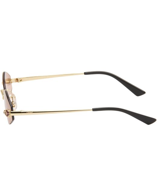 Cartier 'Panthère De Geometric Rimless Sunglasses in Black | Lyst