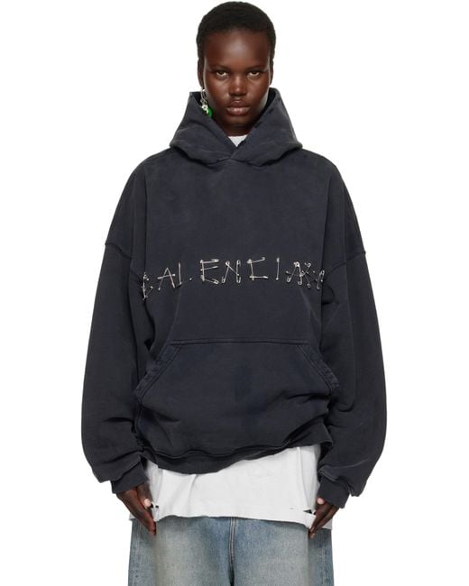 Balenciaga Blue Safety Pin Logo Hoodie