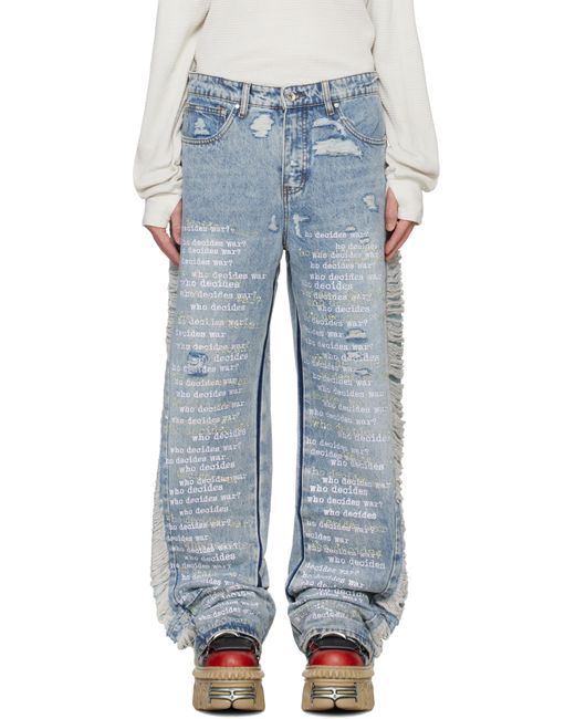 Who Decides War Blue Ultra Flare Scripture Jeans for men