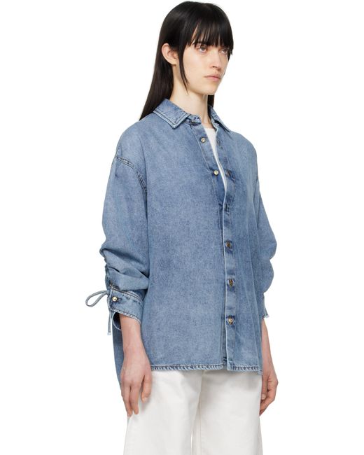 DARKPARK Blue Keanu Tencel Denim Rouche Shirt