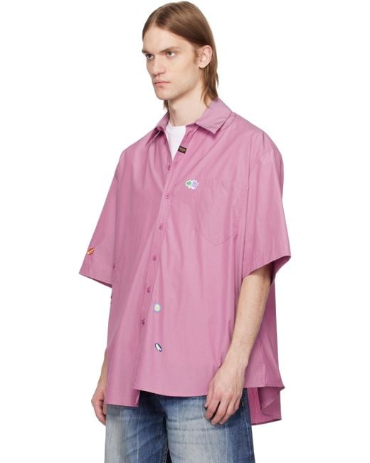 Martine Rose Pink S/S Boxy Wrap Shirt for men