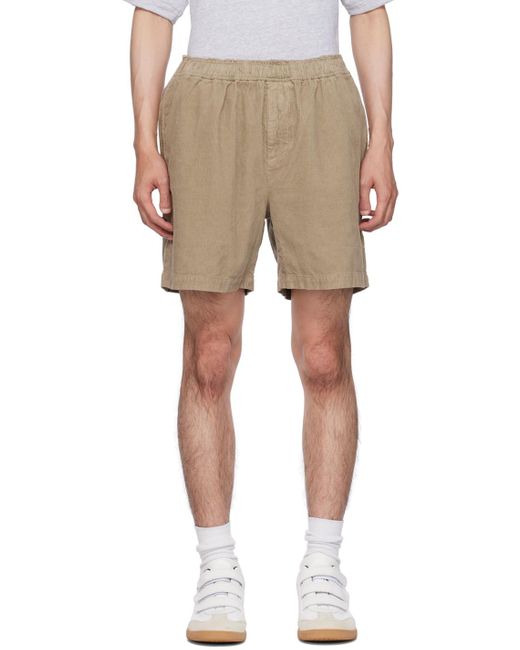 John Elliott Natural Taupe Frayed Shorts for men