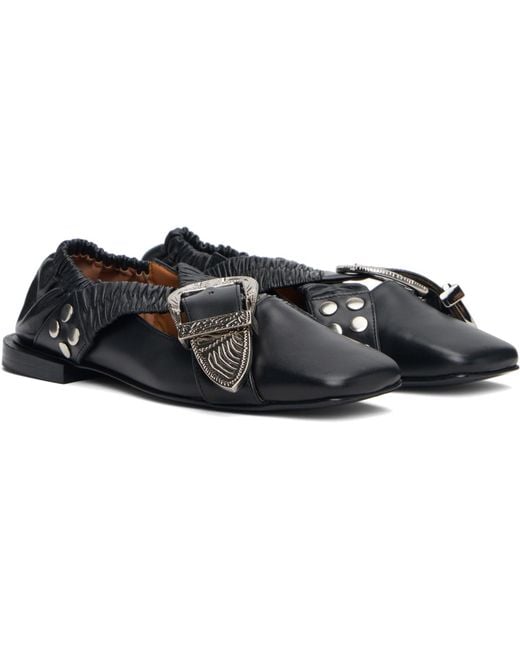Toga Black Cross Strap Ballerina Flats