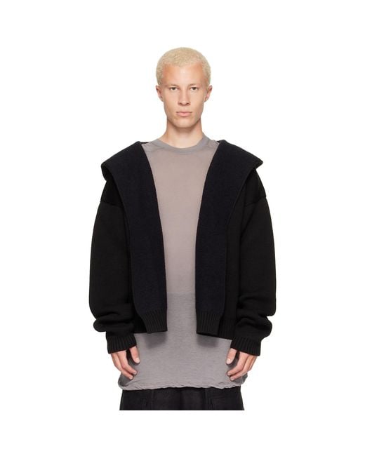 Rick Owens Black Tower Reversible Robe Hoodie for men