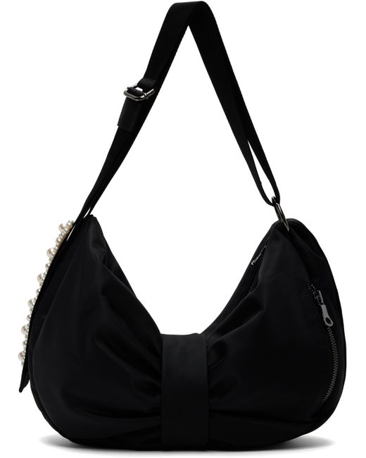Simone Rocha Black Beaded Sling Bow Bag