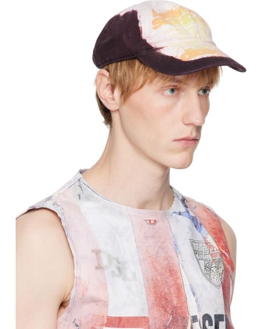 メンズ DIESEL ブラック＆ピンク C-Hris キャップ Pink