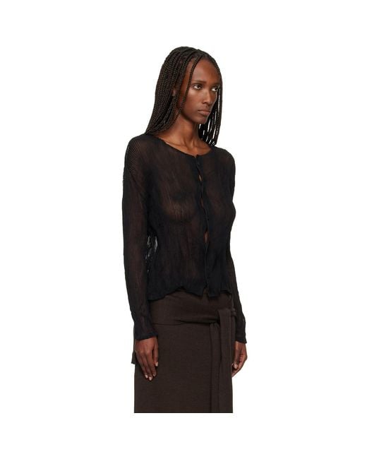 Issey Miyake Black Chiffon Twist Cardigan