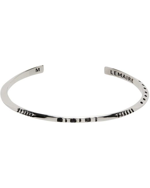 Lemaire Black Silver Twisted Stripes Bracelet for men