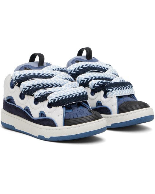 Lanvin Blue Curb Leather Sneakers for men